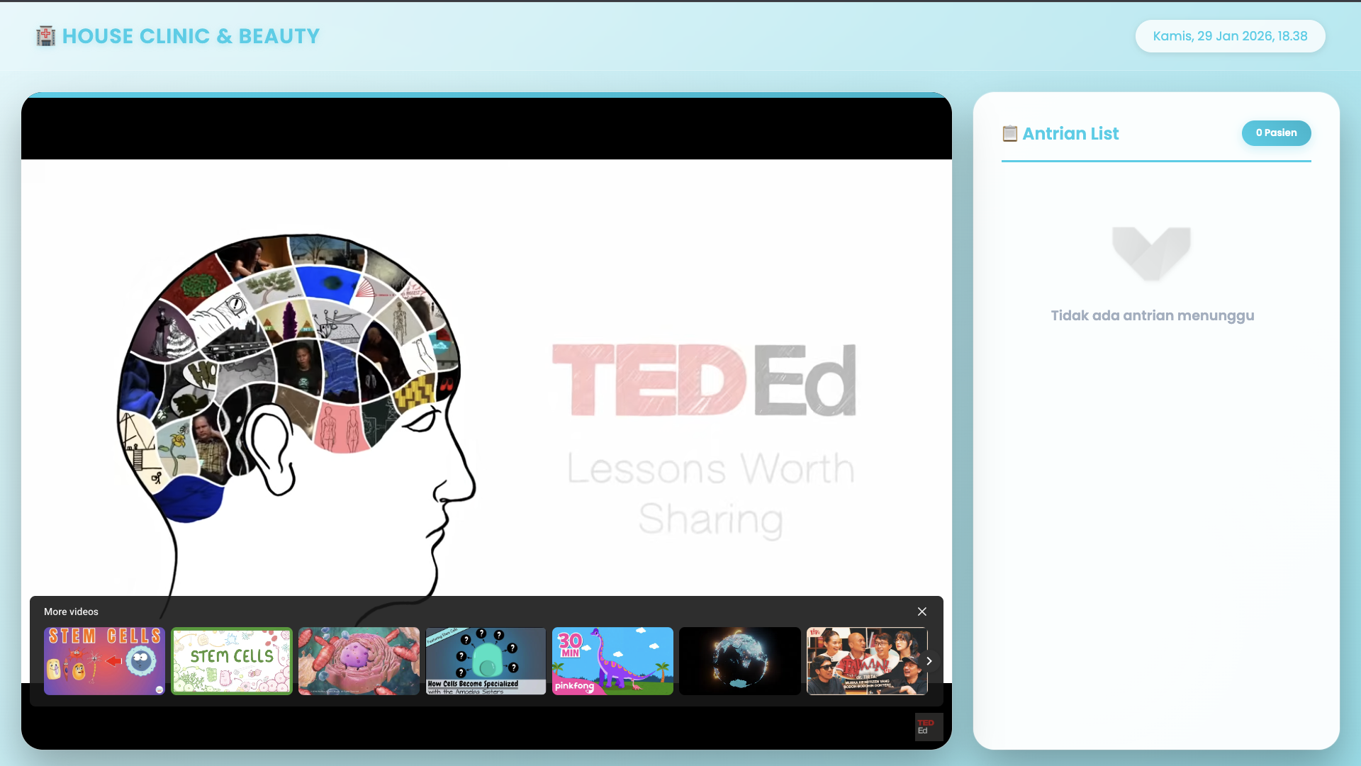 Wallboard sistem informasi klinik Soluska